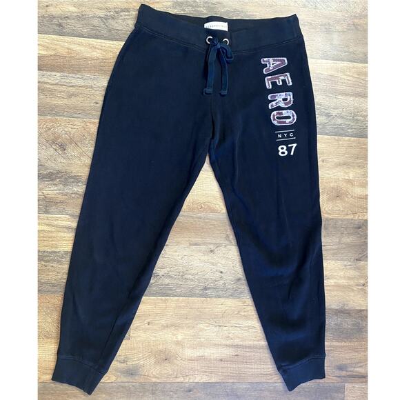 Y2K Aeropostale Black Branded Womens Graphic Letter Jogger Sweatpants M - Picture 2 of 7